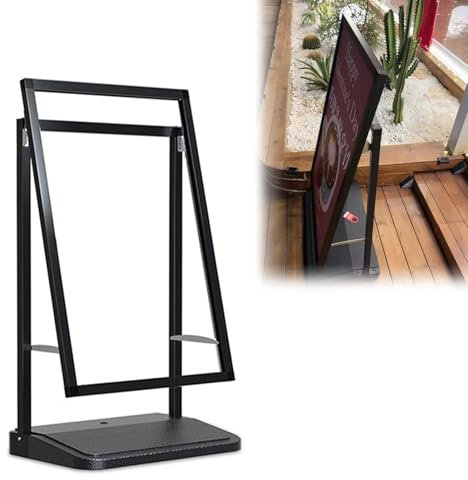 Blazea Plakatständer Wetterfester, Robuster Schilderhalter für Den Außenbereich, Plakatständer für Gehwege/Bürgersteige/Restaurants, Freistehender Werbebilderrahmen(Black 60x90cm (23.6x35.4))