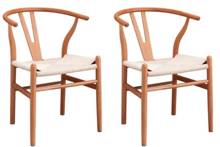 Shiito | Modelo Ottawa | JC - Pack de 2 sillas de Madera Natural y Asiento Trenzado | Elegancia y Simplicidad para tu hogar | Asiento de Color Blanco