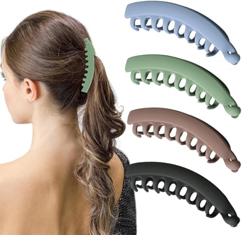JEYORZY 4x Banana Clip, peines grandes vintage de plátano, Clips De Plátano Bananas Hair Clip, Plátano Pinzas Para El Cabello Para Cabello, Clips de banano, Pinzas para el pelo de plátano, Para niñas