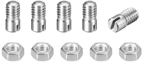 sourcing map 5 perni cilindrici con intaglio, M4 x 5 mm, in acciaio inossidabile 304, con filettatura esterna, perno di posizionamento con dado, per installazione di mobili e armadi (GB878)