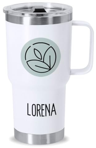 DEREGALOOS Taza Térmica Personalizable con Foto y Nombre. Termo Personalizado. Acero Inoxidable Reciclado. Doble Pared 600ml. Regalo para Pareja, Amigos. Ideal para Oficina, Gimnasio (Blanco)