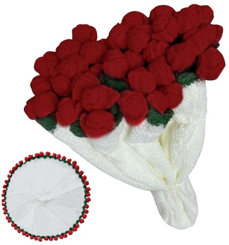 YushengTai Handgefertigte Rosenstrauß Häkeldecke, Romantische Blumenstrauß Decke aus Weichen Häkelrosen, Geschenk für Muttertag, Valentinstag, Hochzeit, Flower Bouquet Blanket, Crochet Rose Blanket
