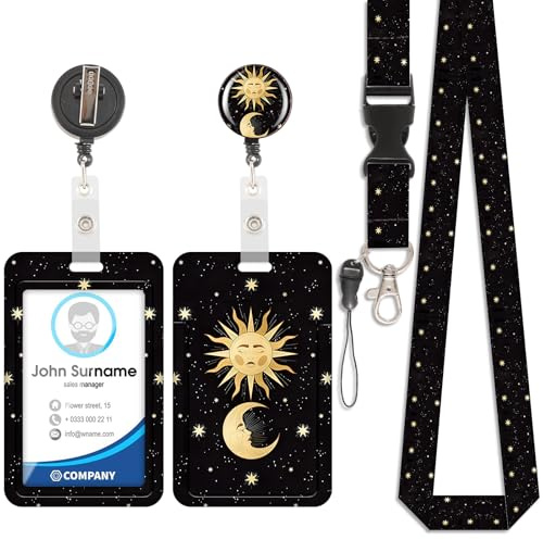 ID Badge Holder mit Lanyard, Kunststoffkoffer mit Abnehmbare Schnur, Sliding Ausweishülle, Modische Kartenhalter mit Einziehbarem Clip, Vertikale Karte Schutz für Krankenschwester, Student (Stil 2)