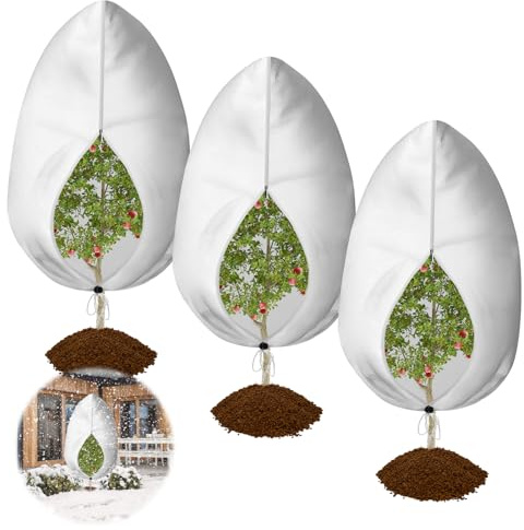 Lociban 3 Pezzi Tessuto Non Tessuto per Piante, 80 x 120 cm, Cappuccio Protezione Piante, Copri Piante Inverno, Copertura Antigelo Piante, per Piante Come Albero, Palme, Piante da Balcone