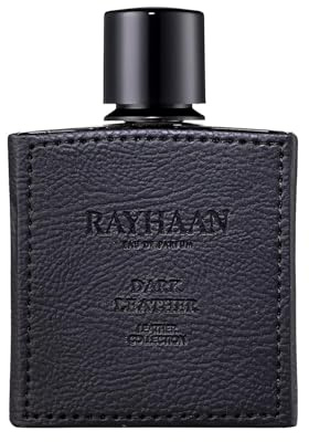 Rayhaan Dark Leather Eau de Parfum 100ml - Herrenparfum Maskulin, Würzig & Leder-Akzente | Mit Noten von Salbei, Wacholder, Amber & Tonka | Langanhaltender Herrenduft mit Kajal Sticker