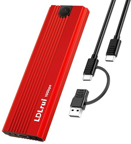 LDLrui M.2 NVMe SSD Gehäuse [Werkzeuglos], USB 3.2 Gen 2 (10Gbps) M2 NVMe USB Adapter, Einzigartiges 5-Schicht-Kühlsystem für M-Key und B&M-Key in 2230/2242/2260/2280, M2 SSD Case aus Aluminium- Rot