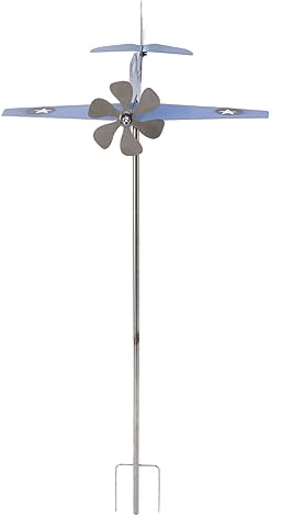 ZAWELIYO Airplane Metal Weather Vane Durable Wind Spinner for Garden Patio Lawn Yard Blue for Home Garden Decoration