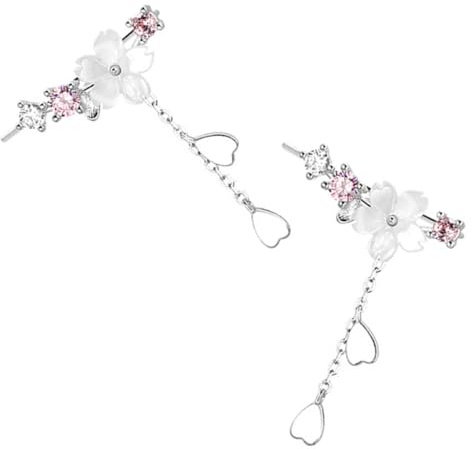 Abaodam Boucles D’Oreilles Pendantes Fleurs de Cerisier Petites Boucles Délicates en Cuivre Couleur Rose Clair Légères et Adaptées Mariage Fête et Usage Quotidien