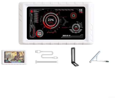 Mirabox D5 USB-Sekundärbildschirm, Computergehäuse-Monitor mit CPU-Temperatur, GPU-Display, PC-Zubehör (weiß)