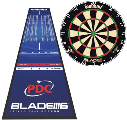 Winmau Blade 6 Dartscheibe & Outshot Soft-Feel Matte Combo – PDC-zugelassene Scheibe und präzise Wurfline Essentials