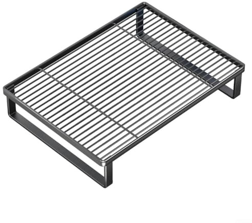 Valixirant Grille de four à micro-ondes 40 x 30 x 7,5 cm, support de cuisinière et cuisinière à induction, étagère noire pour comptoir d'économie d'espace (noir)
