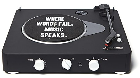 Gadhouse Brad Black Edition Wireless Streaming 3-Speed Turntable, Portable Vinyl LP Record Player with Built-In Speakers and Rechargeable Battery | 3-Speed Portable Vinyl Player, Home Bluetooth Turntable, Built-in Stereo Speakers, Wireless Streaming, Rechargeable Battery