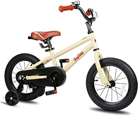 JOYSTAR 12 Inch Kids Bike for 2 3 4 Years Boys Girls Gifts Bikes Child Toddler Bicycle with Training Wheels BMX Style 85% Assembled Beige