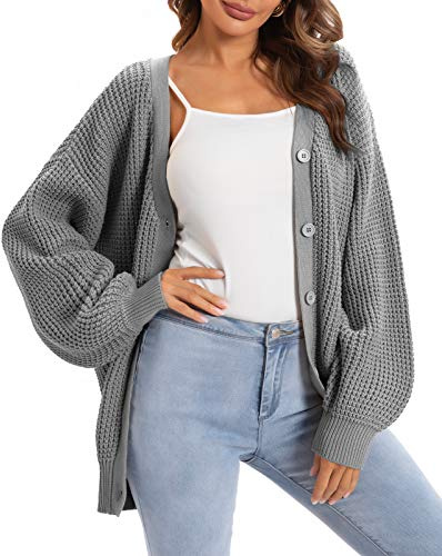 QUALFORT Cardigan Sweaters for Women 100% Cotton Button-Down Oversized Knit Outerwear Fall Tops for Women 2026