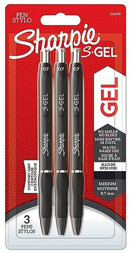 SHARPIE S-Gel Gelstifte | mittlere Spitze (0,7 mm) | Gelschreiber mit schwarzer Tinte | 3 Stück