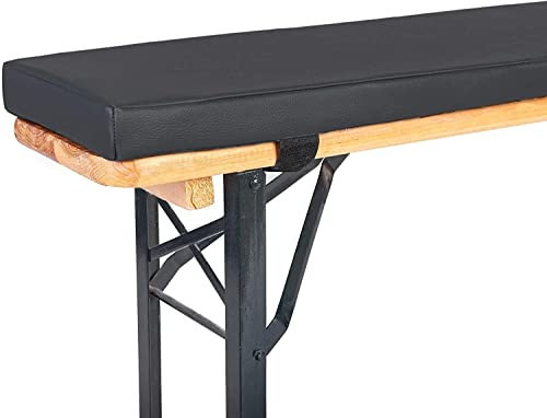 TexDeko® Bierbankauflage gepolstert für Bierzeltgarnitur 170x23x4cm (kurz) XL Polsterung Biertisch-Auflage (Kunstleder, Anthrazit)