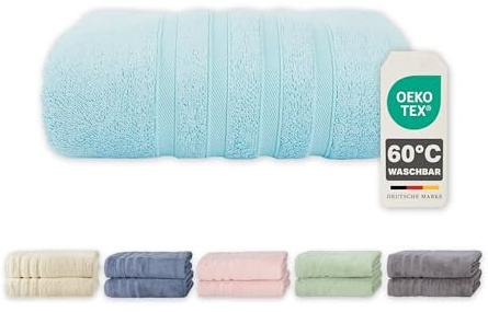 Müskaan Bambus Handtücher Set 1 Saunatuch 70x200 - Samtweich und Saugstark - 50% Bambus 50% Baumwolle - Oeko-Tex 100 Zertifiziert - Aqua