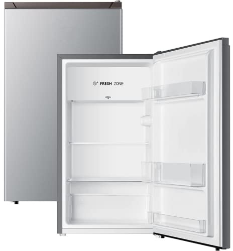 YUNA SEREBRO 2.0 Kühlschrank mit 0°C Fresh-Zone INOX-Design Inhalt Kühlen 94l 107 kWh 39dB leise Wechselbarer Türanschlag Silber Standgerät