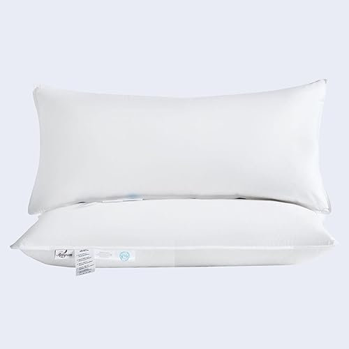 Homyrium Daunenkissen 40x80 2er Set Federkissen 40x80 Kopfkissen 2er Set, 800g Federkopfkissen mit Daunen Schlafkissen Federnfüllung, 100% Baumwollbezug, 2er Pack