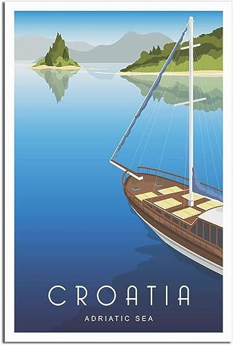 Dekorative Gemälde Kroatien Adria Boot Vintage Reise Poster Wand Kunst Wandbild Leinwand Malerei Raum Dekor Poster Ungerahmt 30x45cm