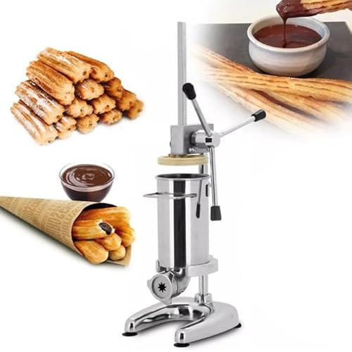 Commerciale Churros Maker 2L/3L Macchina per fare Churros spagnoli in acciaio inossidabile + 5 ugelli Macchina riempitrice manuale per ciambelle spagnole per ristoranti domestici Panifici,2L