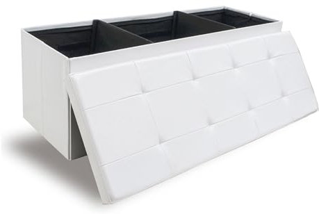 DuneDesign Banco Almacenaje 110 cm - Baul con Asiento hasta 250 kg - Cuero Sintético - 120L Baul Almacenaje Dormitorio Banco Recibidor Entrada Baul Juguetes Infantil Baul Zapatero Puff Reposapies