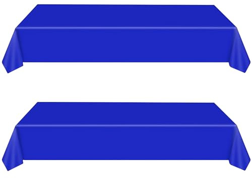 yayafunfun 2 Pezzi Tovaglie Blu Scuro, 137 x 274 cm Tovaglia in Plastica, Rettangolare, Una Sola Volta，Impermeabile, Resistente all'olio per Compleanno, Matrimonio, Natale, La Tavola di Casa Festa