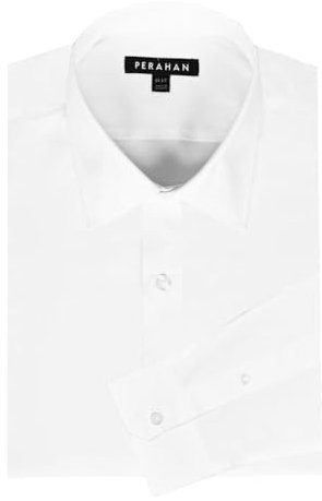Perahan Men's Formal White Shirt (UK, Neck, 16.5, Regular, Regular, White)