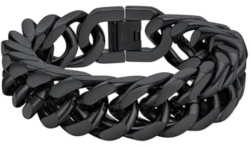 FaithHeart Armband Herren Edelstahl Panzerkette 6/8/12/17MM Schmuck | Wasserdicht, 19/21/23cm lang, Armbänder für Herren, Hypoallergen, Kubanische Kette für Alltag/Party, Faltverschluss