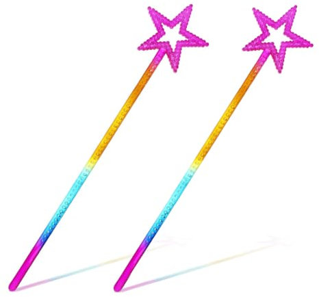 WeddHuis 2 Stück Prinzessin- und Feen-Zauberstäbe für Kinder, Stern Glitzerstab, Kristall Feenstab, Perfekt für Weihnachten, Kostüm-Requisiten und Cosplay-Dekoration