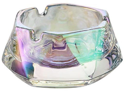AnRui Crystal Glass Ashtray Classic Hexagon for Cigar Cigarettes Small Snow Mountain Ashtray Outdoor Indoor Desktop Decoration for Home Office Bar Cafe Patio (Dazzling)