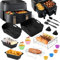 Air Fryer Accessories for Philips Airfryer Dual Basket 3000 Series NA350/NA550 Hot Airfryer Accessories 23PCS Included Silicone Mould, Grilling Rack, Cake Moulds, Gloves, Oil Brush, Tong, etc