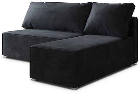Masseno Ecksofa BRISO M mit Schlaffunktion L-Form, Sofa mit Bettkasten, Wohnzimmersofa, Couch, Soffa, Bettsofa, Couchgarnitur- Schwarz, Monolith 95