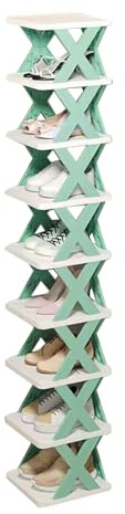 Vertikal skoställ, 9-Story Multi-Functional Organizer, 10,43 x 10,04 x 50,98 tum, Folding Shelves, No Assembly Slipper Storage, för badrum, Entryway, liten lägenhet, RV-användning