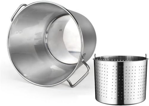 CCKUYT Edelstahl-Suppentopf, Meeresfrüchte-Kochtopf, Langusten-Krabben-Dampfgarer, Truthahn-Fritteusentopf, Nudelkocher, Kochgeschirr für die Küche im Heimrestaurant, 30 l