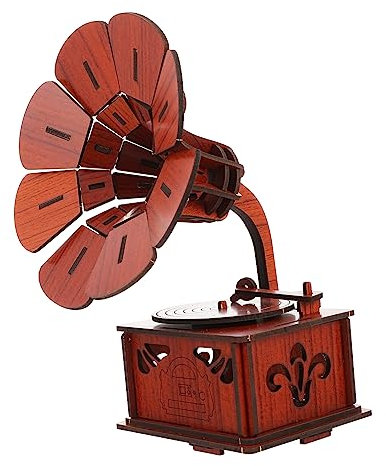 PERSELOSO Gramophone Bois Décoratif Jouet Puzzle à Monter Soi-même Jouet Éducatif Décoration Intérieur