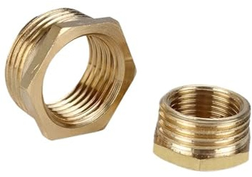 VAYEODEYU Brass Garden Hose Connector, Brass Reducing Hex Bushing Male To Female Adapter Fuel Water Gas Oil 1/8 to 1(1pc,3/4-3/8)