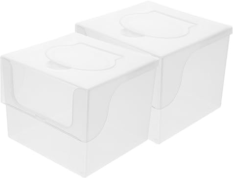 BIUDECO Contenedor Transparente para Toallitas Faciales Desechables, Caja de Plástico para Pañuelos Húmedos Infantiles, 2 Unidades Tapa Extraíble para Baño y Cuidado del Ñiño