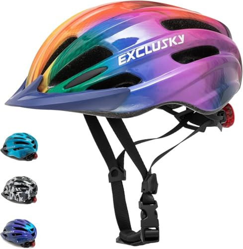 Exclusky Unisex Jugend 222-colourful Fahrradhelm, 3-COLORFUL, Einheitsgröße EU
