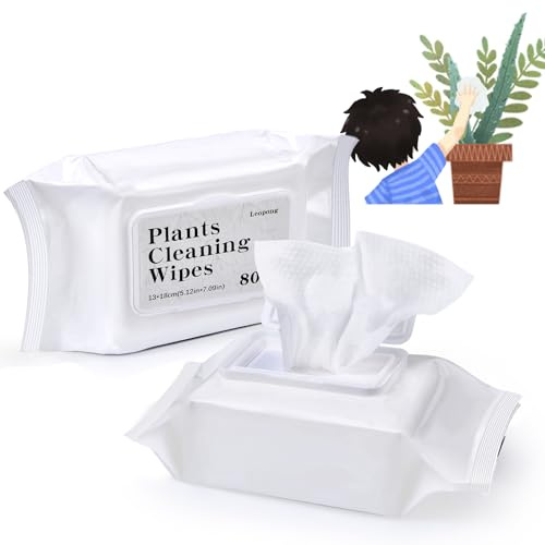 Leopong Leaf Shine Lingettes nettoyantes pour nettoyer et photosynthèse – Nettoyant pour plantes non parfumées pour intérieur et extérieur | 80 lingettes