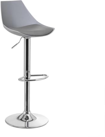 LOLAhome - Taburete Alto de Cocina Giratorio en 360°, Silla de Bar Regulable en Altura de 83 a 104 cm, con Respaldo, Estructura Metal y Reposapiés, Gris