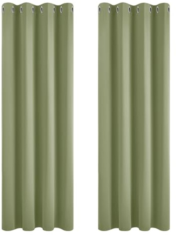 Deconovo Thermal Blackout Curtains Super Soft Eyelet Curtains for Bedroom 46 x 72 Inch Sage Green 2 Panels