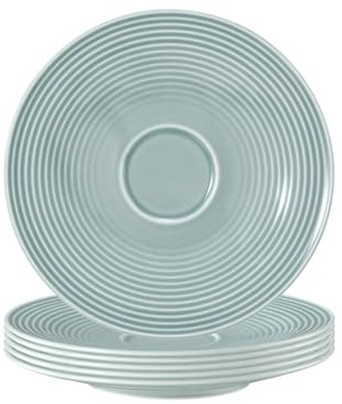 Seltmann Weiden Beat Color Glaze Kombi-Untertassen groß 6er Set | ø 16,7 cm | Passende Untertassen für Kaffeetasse (260 ml) und Milchkaffeetasse (350 ml) | Rillenrelief | Porzellan | Arktisblau