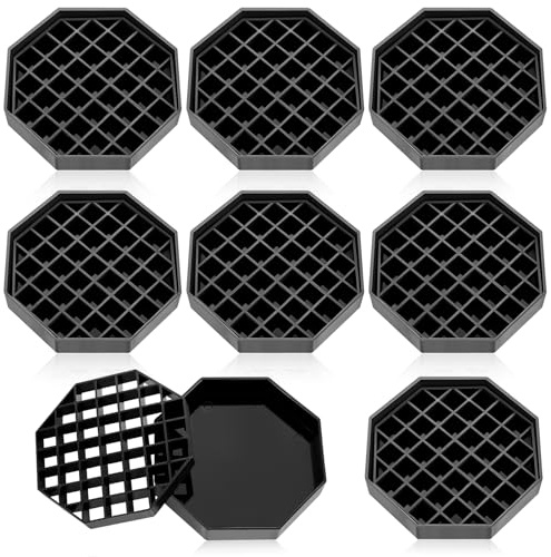 Suclain 8 Pcs 6 Inch Coffee Drip Tray Black Plastic Octagon Coffee Countertop Drip Coaster with Honeycomb Grid for Drink Tea Wine Beverage Dispenser