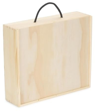Red Hamper Custodia per 4 bottiglie in legno di pino con coperchio solido, Marrone, Scatola