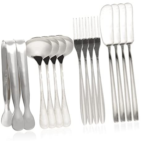 SHOWERORO 1satz Käsemesser Mit Butterstreicher Dessertgabeln Und Kaffeelöffeln Teiliges Multifunktionsbesteck Für Käse Butter Und Desserts Spülmaschinenfest Und Robust