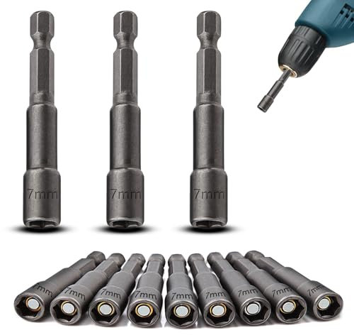 TXXATX 12 Piezas Llave de Vaso Hexagonal 7 mm Cambio Rápido Juego de Llaves de Vaso Taladro Magnético 1/4 Llaves de Vaso para Taladro Manuales Electric Screwdriver Atornilladores Inalámbricos