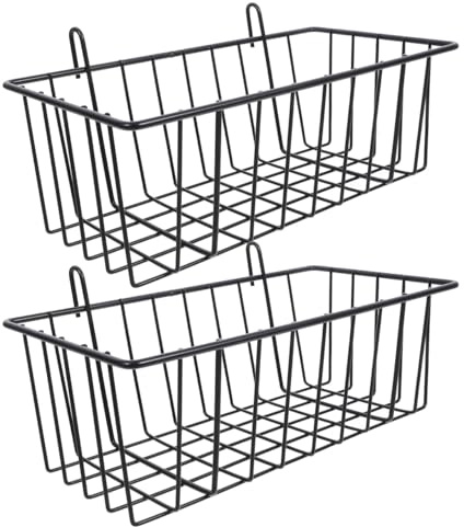 ULTECHNOVO Hanging Wire Basket 9.84X5.51X4.33 Inch Metal Storage Organizer for Pegboard Grid Wall Kitchen Garage Rv Tool Shed Cabinet Door