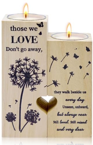 Heart-shaped Candlestick, Sympathy Gift, Memorial Gift, Wooden Heart Shaped Craft Candle Holders, Remembrance Gifts for Loss of Mum Dad for Loss of Pets (Candles Not Included)