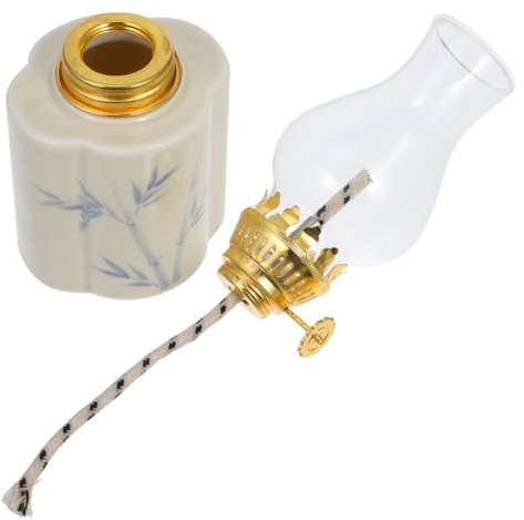 Cabilock Öllaterne Keramik Klassische Petroleumlampe Tischlaterne für Drinnen und Draußen Vintage-öllampe Petroleumlaterne Notöllampe Petroleumlampe aus Porzellan Öllampenschirm